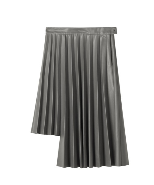 JNBY（ジェーエヌビーワイ）の「Asymmetric Pleated Faux-leather Skirt（スカート・レディース・グレー/ブルー/オレンジ・38/40/36）」の6枚目の写真