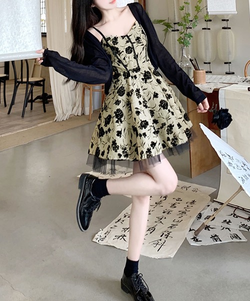 Primazel（プリマゼル）の「裾チュールフレアミニキャミワンピース（ワンピース・レディース・モカ/ホワイト・M）」の12枚目の写真