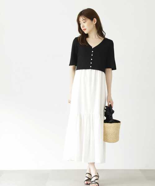 PROPORTION BODY DRESSING（プロポーションボディドレッシング）の「＜Ｅ＞ティアードマキシワンピース / 1213247701（ワンピース・レディース・ブラック/ホワイト・SMALL/MEDIUM）」の9枚目の写真