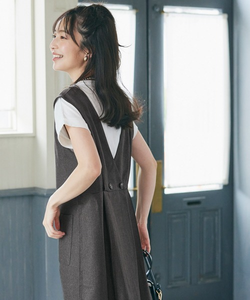 coca(coca)(コカ)の「前後2WAYリネンライクワンピース(ワンピース・レディース・ブラック/ブラウン・M/L)」の6枚目の写真