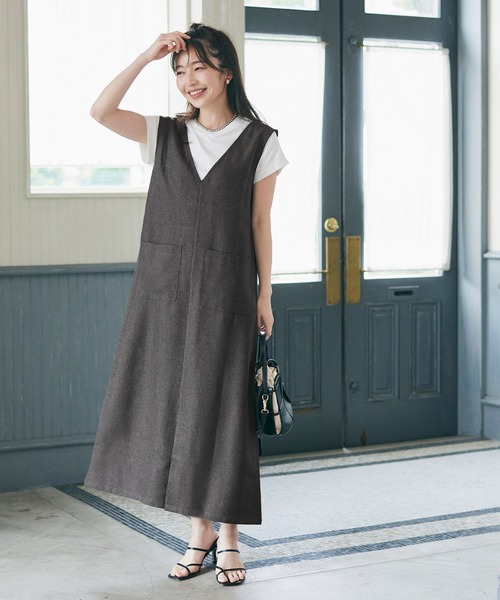 セール】前後2WAYリネンライクワンピース（ワンピース）｜coca
