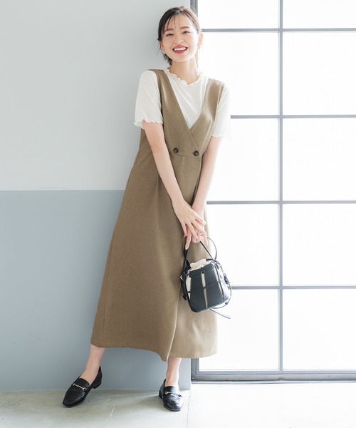 coca(coca)(コカ)の「前後2WAYリネンライクワンピース(ワンピース・レディース・ブラック/ブラウン・M/L)」の10枚目の写真