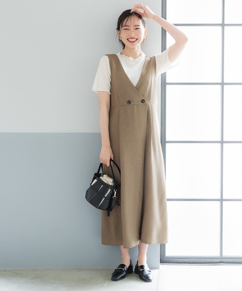 coca(coca)(コカ)の「前後2WAYリネンライクワンピース(ワンピース・レディース・ブラック/ブラウン・M/L)」の7枚目の写真