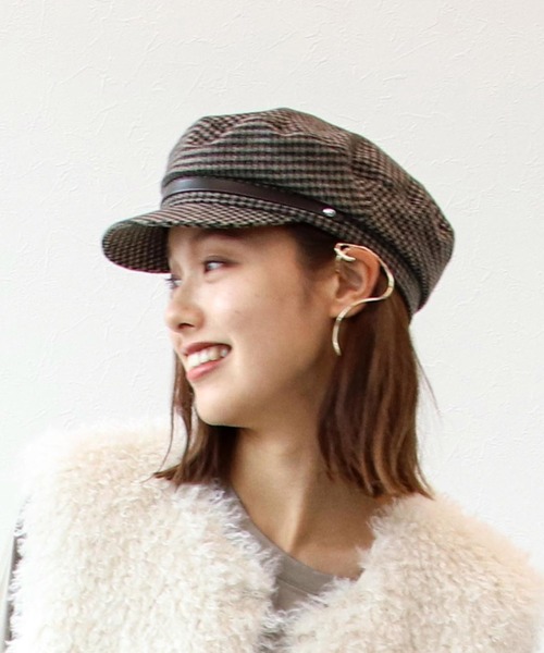 Casselini（キャセリーニ）の「ポイントレザーキャスケット（キャスケット・レディース・ブラック/アイボリー/チェック・FREE）」の3枚目の写真