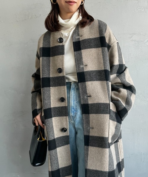 LE GLAZIK/ル グラジック] リバーシブル ノーカラーウールコート
