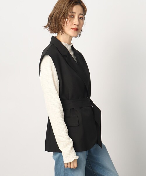 grove（グローブ）の「◆ベルト付きで更にブラッシュアップ♪トレンドイチオシのジレ（ベスト・レディース・ブラック/ナチュラル・02/01/03）」の3枚目の写真