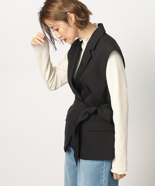 grove（グローブ）の「◆ベルト付きで更にブラッシュアップ♪トレンドイチオシのジレ（ベスト・レディース・ブラック/ナチュラル・02/01/03）」の9枚目の写真