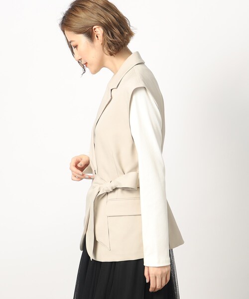 grove（グローブ）の「◆ベルト付きで更にブラッシュアップ♪トレンドイチオシのジレ（ベスト・レディース・ブラック/ナチュラル・02/01/03）」の8枚目の写真