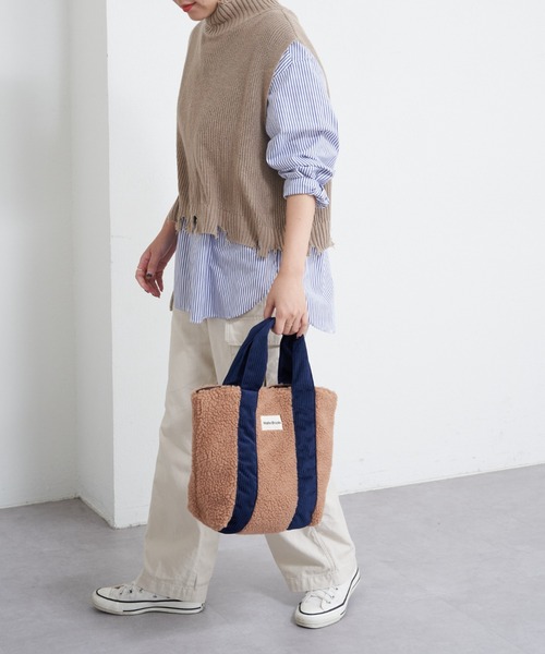 最終値下げ❣️新品♣︎ホビーラホビーレ☆完成品 ウール アラン ラージ トートバッグ NEW】人気の馬柄〝WOODLANDER ”2wayトートバッグ - russet OUTLET