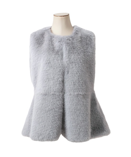 Julia Boutique（ジュリアブティック）の「ペプラムフェイクファーベスト/23500（ベスト・レディース・グレー/ベージュ・ONE）」の19枚目の写真