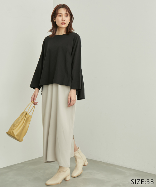 ROPE' PICNIC(ロペピクニック)の「選べる着丈/バックギャザーカットトップス(Tシャツ/カットソー・レディース・ホワイト/ブラック・38/T38)」の3枚目の写真