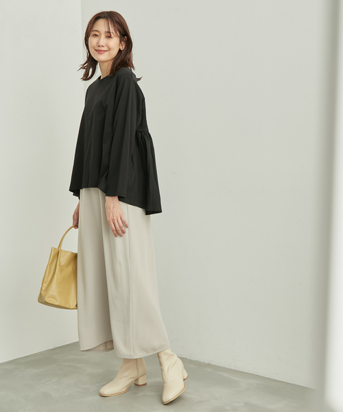 ROPE' PICNIC(ロペピクニック)の「選べる着丈/バックギャザーカットトップス(Tシャツ/カットソー・レディース・ホワイト/ブラック・38/T38)」の4枚目の写真