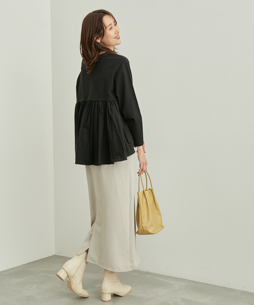 ROPE' PICNIC(ロペピクニック)の「選べる着丈/バックギャザーカットトップス(Tシャツ/カットソー・レディース・ホワイト/ブラック・38/T38)」の5枚目の写真