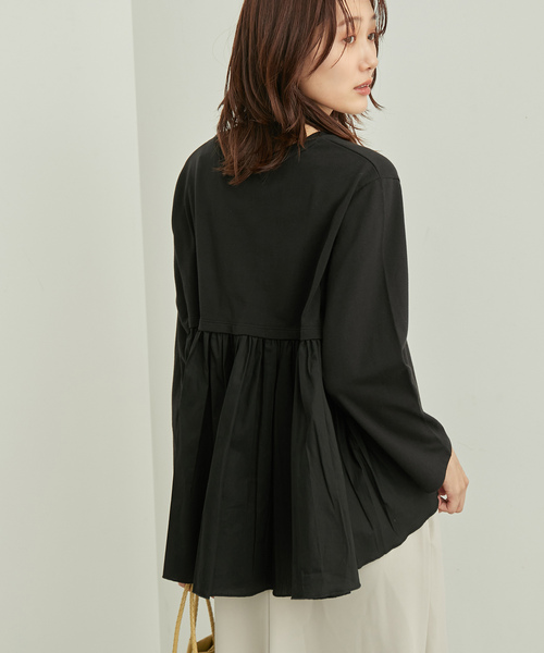 ROPE' PICNIC(ロペピクニック)の「選べる着丈/バックギャザーカットトップス(Tシャツ/カットソー・レディース・ホワイト/ブラック・38/T38)」の6枚目の写真