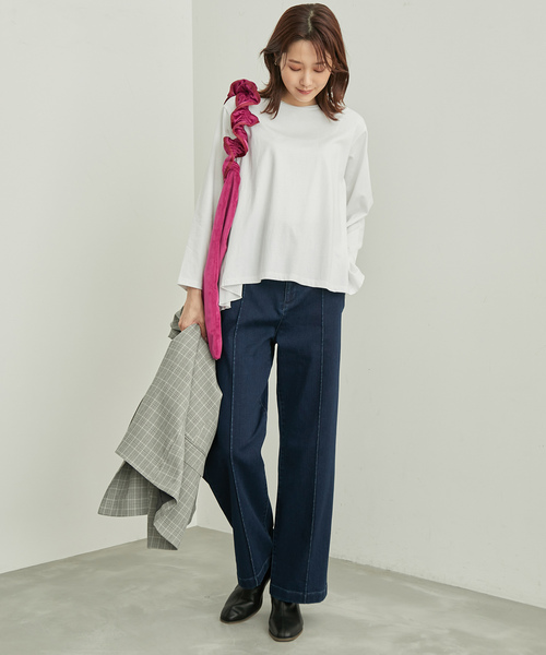 ROPE' PICNIC(ロペピクニック)の「選べる着丈/バックギャザーカットトップス(Tシャツ/カットソー・レディース・ホワイト/ブラック・38/T38)」の8枚目の写真