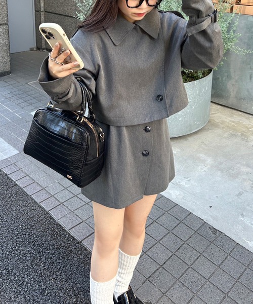 one after another NICE CLAUP（ワンアフターアナザーナイスクラップ）の「マルチway/ジャケットコートワンピース（テーラードジャケット・レディース・チェック/グレー/グレー系その他・FREE）」の4枚目の写真