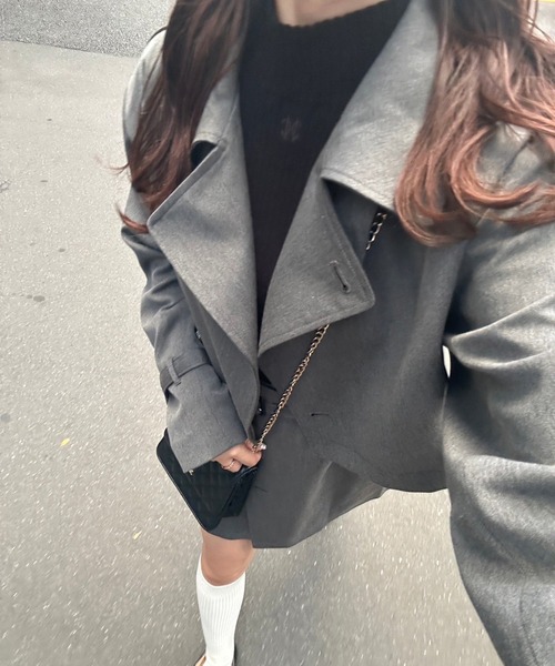 one after another NICE CLAUP（ワンアフターアナザーナイスクラップ）の「マルチway/ジャケットコートワンピース（テーラードジャケット・レディース・チェック/グレー/グレー系その他・FREE）」の10枚目の写真