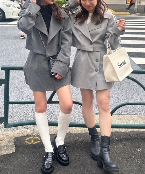 one after another NICE CLAUP（ワンアフターアナザーナイスクラップ）の「マルチway/ジャケットコートワンピース（テーラードジャケット・レディース・チェック/グレー/グレー系その他・FREE）」の12枚目の写真