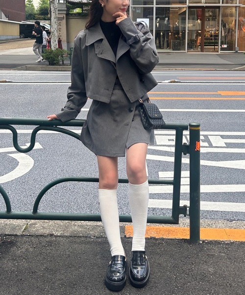 one after another NICE CLAUP（ワンアフターアナザーナイスクラップ）の「マルチway/ジャケットコートワンピース（テーラードジャケット・レディース・チェック/グレー/グレー系その他・FREE）」の8枚目の写真