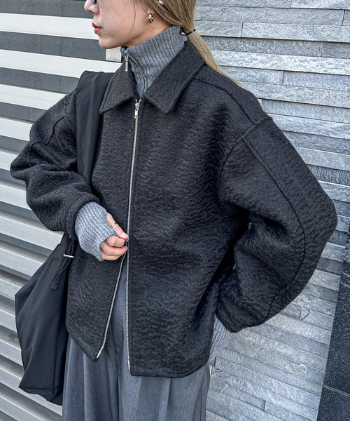 feepur（フェピュール）の「ブークレダブルジップブルゾン（ブルゾン・レディース・アイボリー/ブラック・MEDIUM）」の13枚目の写真