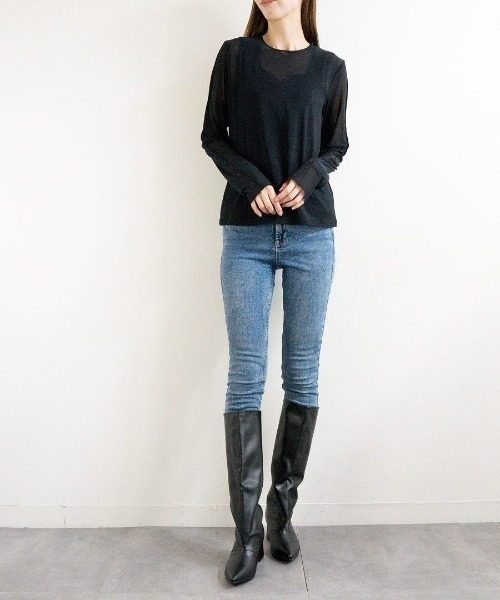 Fabby fabby(ファビィーファビィー)の「ポインテッドロングカバーブーツ(ブーツ・レディース・ブラック/グレー/ベージュ・MEDIUM/LARGE/SMALL)」の13枚目の写真