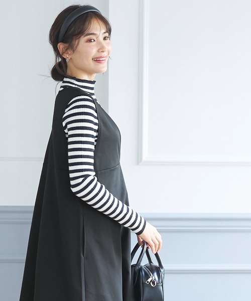 coca（coca）（コカ）の「起毛ツイルVネックジャンパースカート（ワンピース・レディース・ブラック・L/M）」の6枚目の写真