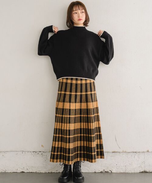 RETRO GIRL(レトロガール)の「チェックニットフレアSK(スカート・レディース・ブラウン系その他2/ブラック系その他2/オレンジ系その他2・FREE)」の9枚目の写真