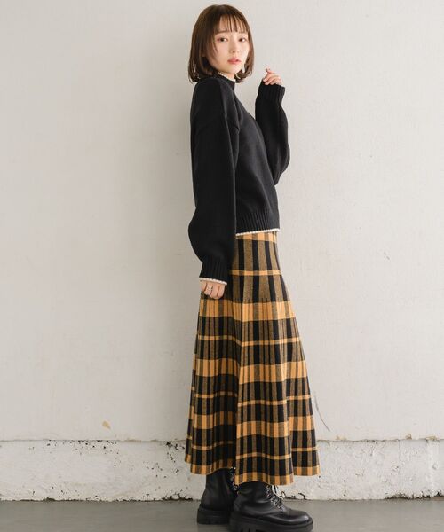 RETRO GIRL(レトロガール)の「チェックニットフレアSK(スカート・レディース・ブラウン系その他2/ブラック系その他2/オレンジ系その他2・FREE)」の10枚目の写真