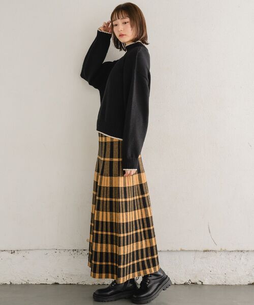 RETRO GIRL(レトロガール)の「チェックニットフレアSK(スカート・レディース・ブラウン系その他2/ブラック系その他2/オレンジ系その他2・FREE)」の11枚目の写真