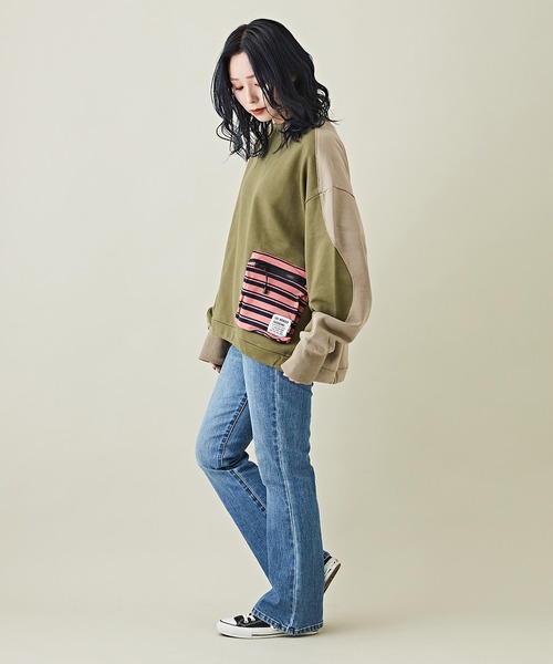 CUBE SUGAR（キューブシュガー）の「GENTIL(ジャンティ)WEB限定スウェットプルオーバー（スウェット・レディース・カーキ/ブラウン/グレー・M）」の13枚目の写真