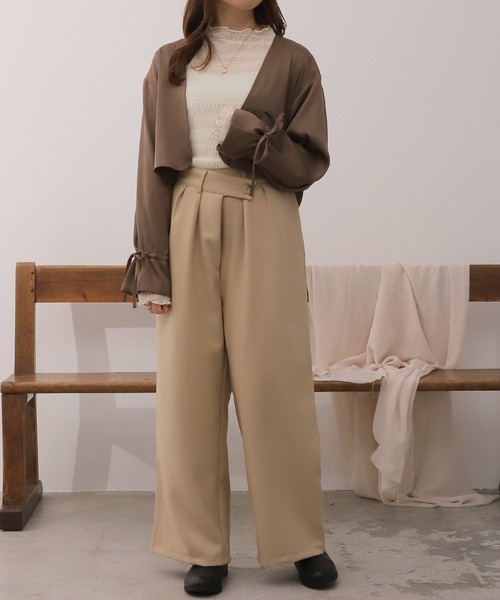 mil(ミル)の「【150㎝前後の小柄さんサイズ】ウエストデザインワイドパンツ【洗える・速乾】(その他パンツ・レディース・チェック/ライトブラウン/ベージュ・M/S/XS)」の19枚目の写真