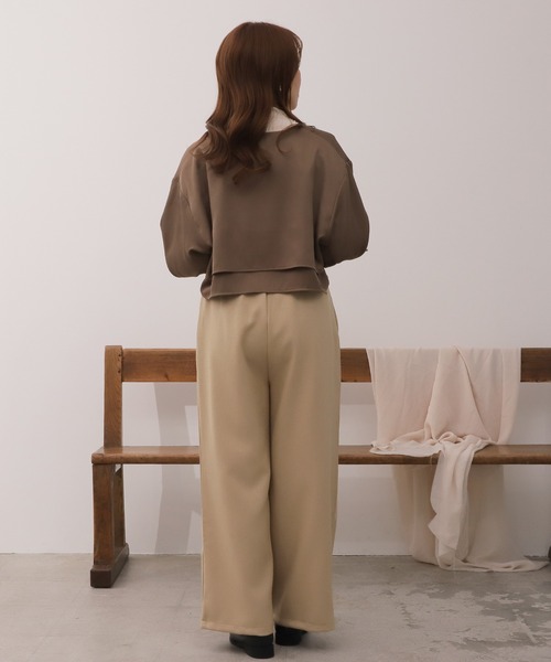 mil(ミル)の「【150㎝前後の小柄さんサイズ】ウエストデザインワイドパンツ【洗える・速乾】(その他パンツ・レディース・チェック/ライトブラウン/ベージュ・M/S/XS)」の21枚目の写真
