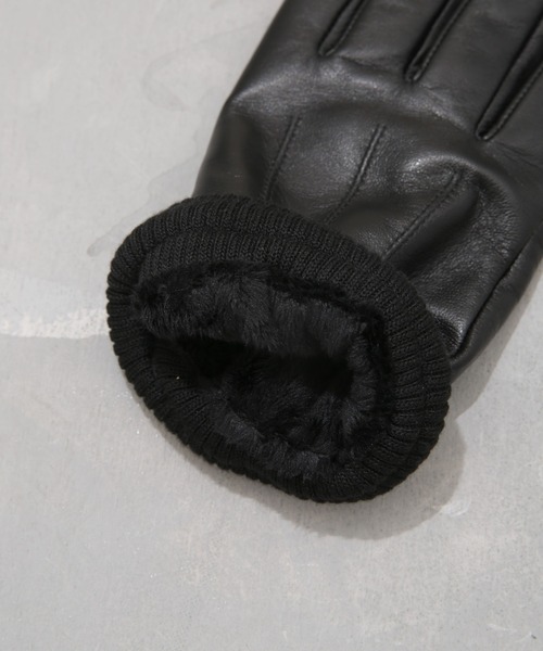 NANO universe（ナノユニバース）の「タッチパネル対応リブ付ラムレザーグローブ（手袋・メンズ・ブラック・FREE）」の5枚目の写真