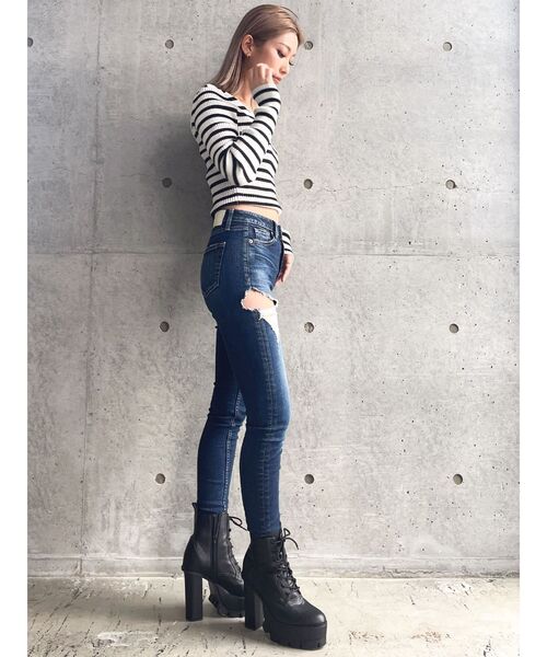 GYDA（ジェイダ）の「クルーネックリブニットトップス（ニット/セーター・レディース・その他1/ブラック/オフホワイト・FREE）」の20枚目の写真