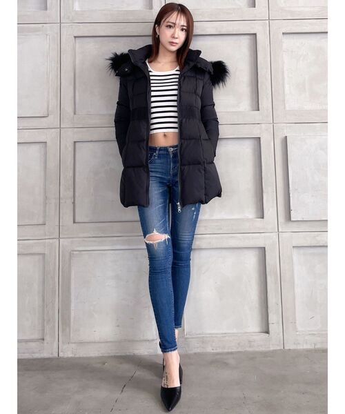 GYDA（ジェイダ）の「クルーネックリブニットトップス（ニット/セーター・レディース・その他1/ブラック/オフホワイト・FREE）」の12枚目の写真