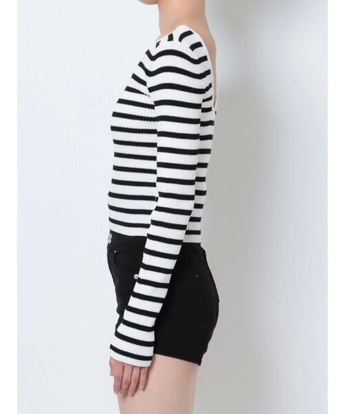 GYDA（ジェイダ）の「クルーネックリブニットトップス（ニット/セーター・レディース・その他1/ブラック/オフホワイト・FREE）」の18枚目の写真