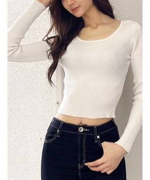 GYDA | クルーネックリブニットトップス(ニット/セーター)