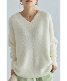 ショートシャギーVネックニットチュニック