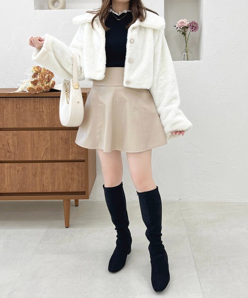 apres jour（アプレジュール）の「フェイクレザーハイウエストスカパン【ZOZOTOWN限定アイテム】（スカート・レディース・ベージュ/ダークブラウン/ブラック・X-LARGE/フリー）」の7枚目の写真