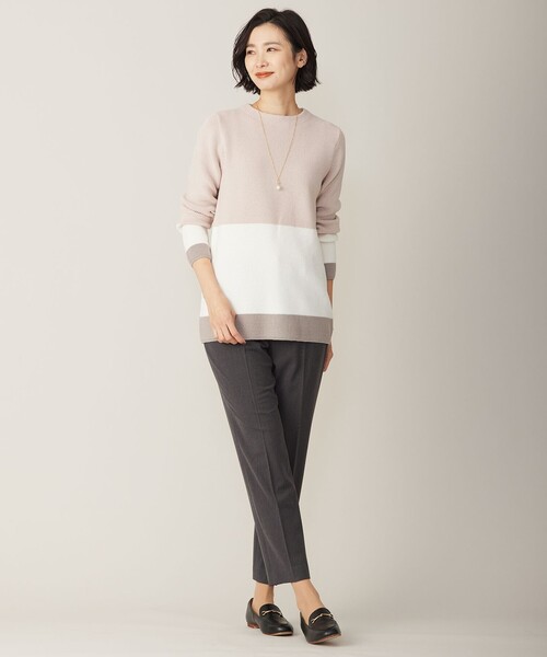 J.PRESS(ジェイプレス)の「【洗える】CLEAR COTTON BLEND カラーブロック ニット(ニット/セーター・レディース・ホワイト系1/ライトグレー系1/ピンク系1・LARGE/MEDIUM)」の7枚目の写真