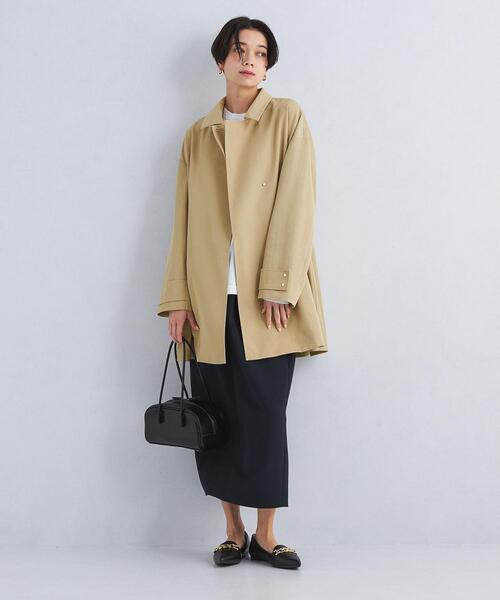 green label relaxing（グリーンレーベルリラクシング）の「Aライン ステンカラー コート -撥水-（ステンカラーコート・レディース・ベージュ/ネイビー/オフホワイト・34/36/38）」の4枚目の写真