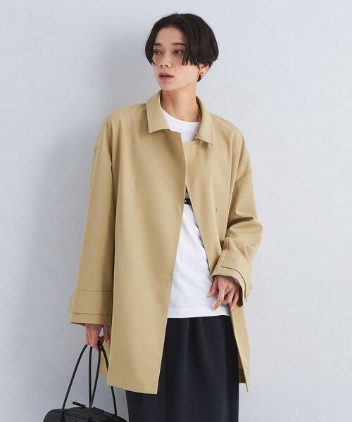 green label relaxing（グリーンレーベルリラクシング）の「Aライン ステンカラー コート -撥水-（ステンカラーコート・レディース・ベージュ/ネイビー/オフホワイト・34/36/38）」の6枚目の写真