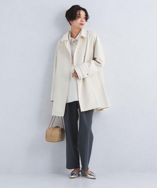 green label relaxing（グリーンレーベルリラクシング）の「Aライン ステンカラー コート -撥水-（ステンカラーコート・レディース・ベージュ/ネイビー/オフホワイト・34/36/38）」の12枚目の写真