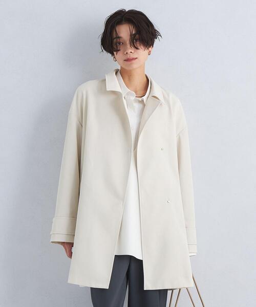 green label relaxing（グリーンレーベルリラクシング）の「Aライン ステンカラー コート -撥水-（ステンカラーコート・レディース・ベージュ/ネイビー/オフホワイト・34/36/38）」の14枚目の写真