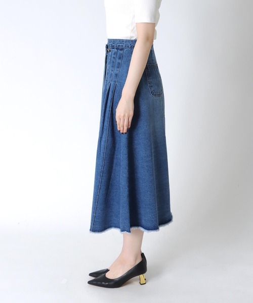 Cepica（セピカ）の「アシメデニムプリーツ巻スカート（デニムスカート