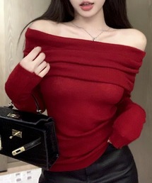 MAMC オフショルダー レッドニットセーター MAMC オフショルダー レッドニットセーター - メルカリ