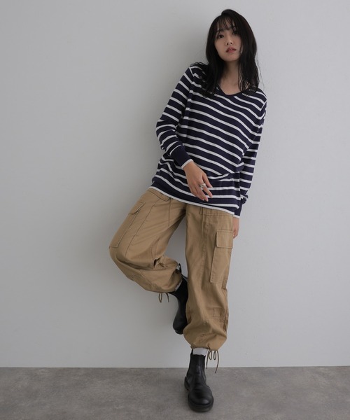 ElegChic(エレグシック)の「裾絞りカーゴパンツ(カーゴパンツ・レディース・ベージュ/カーキ/ブラック・XL/3L/L/4L/M)」の9枚目の写真