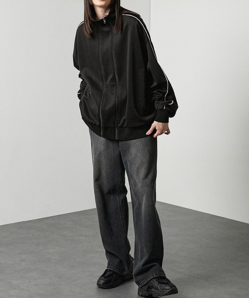 CRANK トラックジャケット オーバーサイズド パイピング トラックジャケット ネイビー