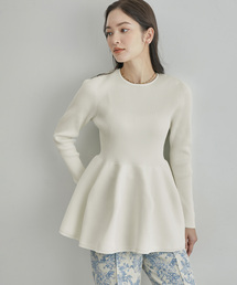 ペプラム春ニットトップス