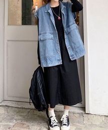 SHEPP（シープ）の「ゆるっとかわいい。ヴィンテージライクな デニム ビッグシルエット ベスト（ベスト・メンズ）」